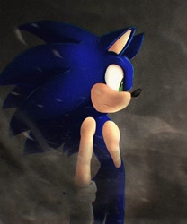 Size: 1500x1800 | Tagged: safe, artist:ezhik_shadow, sonic the hedgehog, hedgehog, 2026, frown, lineless, looking offscreen, male, side view, solo, standing