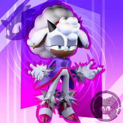 Size: 2048x2048 | Tagged: safe, artist:danthedj12, lanolin the sheep, sheep, 2026, 3d, abstract background, blaze's tailcoat, clothes, dark skin, ear piercing, earring, eyelashes, female, frown, gloves, heels, lidded eyes, looking at viewer, outfit swap, shoes, solo