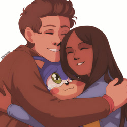 Size: 900x900 | Tagged: safe, artist:cheroy, maddie wachowski, sonic the hedgehog, tom wachowski