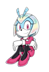 Size: 1200x1750 | Tagged: safe, artist:secretbat00, jewel the beetle, beetle, 2025, arms folded, bug, clothes, eyelashes, female, simple background, sitting, smile, smiling at viewer, solo, style emulation, transparent background, uekawa style, wings