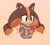 Size: 1280x1155 | Tagged: safe, artist:huwon, sticks the badger, badger, 2017, alternate outfit, artist signature, clothes, drink, ear fluff, female, holding something, hot cocoa, looking offscreen, mug, signature, simple background, smile, solo, steam, sweater, tan background