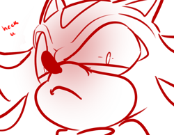 Size: 900x700 | Tagged: safe, artist:ask-3-hedgies, shadow the hedgehog, hedgehog, close-up, english text, frown, line art, looking at viewer, male, monochrome, shadow is not amused, shrunken pupils, simple background, solo, text, unamused, white background