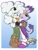 Size: 1500x2000 | Tagged: safe, artist:sonicguru, blaze the cat, lanolin the sheep, cat, sheep, comforting, duo, duo female, female, frown, gradient background, hugging, lidded eyes, needs more jpeg, outline, sad, standing, white outline