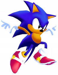 Size: 1598x2047 | Tagged: safe, artist:atsunamy42, sonic the hedgehog, hedgehog, 2026, 3d, arms out, looking offscreen, male, mid-air, simple background, solo, treads, white background