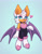 Size: 1612x2048 | Tagged: safe, artist:hasuuky, rouge the bat, bat, 2026, blue background, ear piercing, earring, female, gradient background, heart, looking at viewer, obtrusive watermark, piercing, signature, solo, standing, watermark