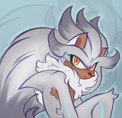 Size: 2048x1981 | Tagged: safe, artist:hasuuky, silver the hedgehog, hedgehog, 2026, arm fluff, back fluff, brown nose, cheek fluff, chest fluff, echo background, fluffy, frown, fur markings, head fluff, hip fluff, knee fluff, leg fluff, looking at viewer, male, neck fluff, obtrusive watermark, signature, solo, watermark