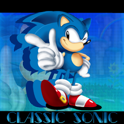 Size: 1280x1280 | Tagged: safe, artist:fillipe12345, sonic the hedgehog, hedgehog, 2026, character name, classic sonic, classic style, english text, hand on hip, looking at viewer, male, smile, solo, style emulation, tapping foot, text, wagging finger, wink