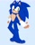 Size: 1583x2048 | Tagged: safe, artist:hippiecockatoo, sonic the hedgehog, hedgehog, 2026, alternate version, barefoot, blue background, blushing, chest fluff, claws, ear fluff, fingerless gloves, gloves, knee fluff, leg fluff, male, pawpads, paws, shoulder fluff, signature, simple background, smile, solo, tail fluff, watermark