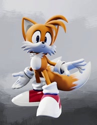 Size: 1200x1554 | Tagged: safe, artist:bequx_, miles "tails" prower, fox, 2026, 3d, looking at viewer, male, smile, solo, standing
