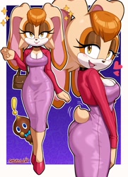 Size: 2450x3388 | Tagged: safe, artist:sarukaiwolf, chocola (chao), vanilla the rabbit