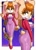 Size: 2450x3388 | Tagged: safe, artist:sarukaiwolf, chocola (chao), vanilla the rabbit, chao, rabbit, blushing, bolero, butt, choker, cleavage, duality, duo, exclamation mark, heart, neutral chao, outline, signature, smile, solo focus, sparkles