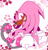 Size: 1280x1323 | Tagged: safe, artist:savannahcason, knuckles the echidna, echidna, 2023, alternate eye color, cherry blossom petals, clenched fists, clenched teeth, color swap, dark skin, flower, gloves, looking at viewer, male, pink eyes, pink fur, pink shoes, shoes, smile, smiling at viewer, solo