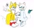 Size: 1839x1536 | Tagged: safe, artist:waykochu, miles "tails" prower, sage, cat, fox, sonic frontiers, 2026, :<, duo, exclamation mark, eye clipping through hair, frown, gloves, holding hands, mary-janes, mobianified, mouth open, open smile, pointing, shoes, simple background, smile, species swap, speech bubble, standing, white background