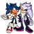 Size: 2048x2048 | Tagged: safe, artist:mercurio-shadowz, oc, oc:breaker the hedgehog, oc:mirage the chameleon, hedgehog, 2026, bandana, chameleon, duo, fankid, frown, gay, hand on back, magical gay spawn, male, oc x oc, parent:espio, parent:shadow, parent:silver, parent:sonic, parents:silvio, parents:sonadow, shipping, simple background, smile, white background