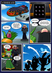 Size: 2480x3508 | Tagged: safe, artist:kitare, cosmo the seedrian, robotnik, human, seedrian, comic:sonic world travel, alien, crowd, spaceship