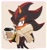 Size: 1912x2048 | Tagged: safe, artist:guitar_00000001, shadow the hedgehog, hedgehog, 2026, beige background, blushing, border, clothes, coffee, cup, frown, glasses, holding something, lidded eyes, looking at viewer, male, musk cloud, scarf, simple background, solo, standing