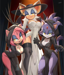Size: 1068x1250 | Tagged: safe, artist:felox08, amy rose, blaze the cat, rouge the bat, resident evil