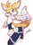 Size: 1000x1349 | Tagged: safe, artist:secretter_zgwl, oc, commission, fangs, female, fennec, looking at viewer, mouth open, oc only, signature, simple background, smile, solo, star (symbol), white background, wink, yellow fur