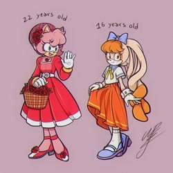 Size: 1440x1440 | Tagged: safe, artist:majo_sketches, amy rose, cream the rabbit