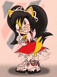 Size: 654x889 | Tagged: safe, artist:rustybcat, honey the cat, cat, alternate shoes, female, hand on hip, k-swiss, logo, looking back at viewer, pointing, shoelaces, simple background, smirk, sneakers, solo
