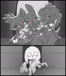 Size: 2100x2400 | Tagged: suggestive, artist:aggie-hart, blaze the cat, knuckles the echidna, rouge the bat, ariem, vampire