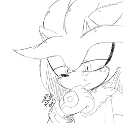 Size: 1181x1181 | Tagged: safe, artist:soramame447, silver the hedgehog, hedgehog, crying, eyes closed, greyscale, male, monochrome, sad, signature, simple background, sketch, solo, tears, white background