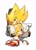 Size: 1000x1401 | Tagged: safe, artist:fsonic3, sonic the hedgehog, super sonic, hedgehog, 2025, legs crossed, lidded eyes, looking at viewer, male, mouth open, open smile, pointing, reaching towards the viewer, simple background, sitting, smile, smiling at viewer, solo, super form, treads, white background