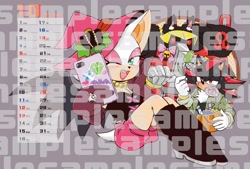 Size: 1200x812 | Tagged: safe, artist:yotsumeddd, e-123 omega, rouge the bat, shadow the hedgehog, 2024, candy, food, grey background, halloween, halloween outfit, hat, holding something, looking at viewer, mouth open, obtrusive watermark, phone, robot, simple background, smile, team dark, trio, watermark, wink