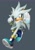 Size: 1423x2048 | Tagged: safe, artist:rainsyart, editor:rainsyart, silver the hedgehog, 2025, 3d, clenched teeth, edit, grey background, looking at viewer, signature, simple background, solo, sonic racing crossworlds, treads