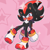 Size: 2048x2048 | Tagged: safe, artist:strawberricups, shadow the hedgehog, 2022, cute, looking at viewer, mouth open, one fang, outline, shadowbetes, solo, sparkles, standing, standing on one leg, star (symbol), white outline