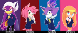 Size: 1024x443 | Tagged: safe, artist:ni-qu, amy rose, blaze the cat, tikal, wave the swallow