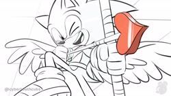 Size: 1920x1080 | Tagged: safe, artist:twincubcakes, sonic the hedgehog, hedgehog, 2026, aiming, arrow (weapon), bow (weapon), heart, heart shape arrow, male, solo, spot color, valentine's day, weapon, wings