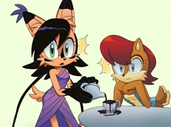 Size: 1281x947 | Tagged: safe, artist:meekaloozu, nicole the hololynx, sally acorn