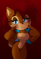 Size: 1800x2546 | Tagged: safe, artist:magisterofoz, sally acorn, chipmunk, 2026, female, looking at viewer, pose, sally's vest and boots, solo