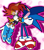 Size: 1816x2048 | Tagged: safe, artist:newgennitro, sally acorn, sonic the hedgehog, chipmunk, hedgehog, 2024, abstract background, blushing, duo, female, happy, heart background, holding them, looking at each other, male, mouth open, open smile, outline, pink outline, sally x sonic, sally's ringblader outfit, shipping, smile, smiling at each other, straight