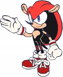 Size: 1672x2048 | Tagged: safe, artist:cosmicseternity, mighty the armadillo, 2026, flat colors, knee braces, looking offscreen, modern style, shoelaces, simple background, smile, solo, white background