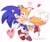 Size: 2048x1737 | Tagged: safe, artist:shadowcakkee, miles "tails" prower, sonic the hedgehog, 2026, age difference, blushing, cute, duo, gay, heart, holding each other, shipping, signature, simple background, smile, sonic x tails, white background