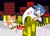 Size: 2338x1700 | Tagged: safe, artist:spitfirelex, miles "tails" prower, sonic the hedgehog, sonic the hedgehog 2, 2009, abstract background, chemical plant, classic sonic, classic tails, duo, flipper, mid-air, pointing, standing, treads