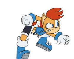 Size: 3000x2400 | Tagged: safe, artist:supersallychan, sally acorn, chipmunk, 2014, blank background, female, fight, sally's ringblader outfit, solo