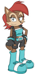 Size: 297x606 | Tagged: safe, artist:midnight-shine1996, sally acorn, chipmunk, 2014, female, looking at viewer, pose, redesign, sally's ringblader outfit, solo, standing