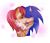 Size: 1900x1645 | Tagged: safe, artist:mizusawa-yuki, sally acorn, sonic the hedgehog, chipmunk, hedgehog, 2014, blushing, duo, female, kiss, male, nudity, sally x sonic, shipping, simple background, sparkles, straight, tears, transparent background, wet
