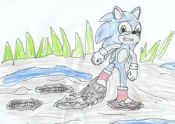Size: 1060x754 | Tagged: safe, artist:mallum153, sonic the hedgehog, hedgehog, boots, bootsinmud, handdrawn, handdrawnart, male, mobian, mud, muddy, mudseason, pencilwork, rain boots, rainboots, rubber boots, rubberboots, sonicchannelboots, sonicchannelrainboots, sonicthehedgehog, sonicwearingboots, videogamefanart