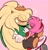 Size: 1926x2026 | Tagged: safe, artist:king0fsasss, amy rose, bark the polar bear, 2026, age difference, amy x bark, attempted kiss, bandaid, blushing, crack shipping, duo, frown, heart, holding each other, holding them, pink background, shipping, simple background, straight, sweatdrop