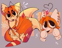 Size: 2048x1571 | Tagged: safe, artist:plaguedogs123, tails doll, oc, oc:tripwire, 2026, alternate universe, au:outcome memories, cute, heart, looking at viewer, solo, sonic's shoes, swirl, tails dollbetes