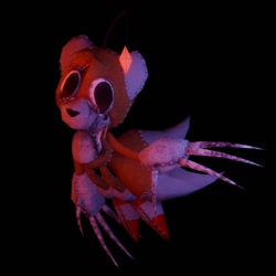 Size: 1080x1080 | Tagged: safe, artist:thetruemarzipan, tails doll, oc, oc:tripwire, 2026, 3d, alternate universe, au:outcome memories, black background, blood, claws, looking at viewer, simple background, solo