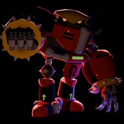 Size: 1080x1080 | Tagged: safe, artist:thetruemarzipan, e-123 omega, 2026, 3d, alternate universe, au:outcome memories, black background, clenched fist, glowing eyes, looking at viewer, robot, simple background, solo, standing