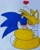 Size: 1394x1729 | Tagged: safe, artist:filibolt, miles "tails" prower, sonic the hedgehog, 2017, age difference, blushing, duo, eyes closed, gay, heart, holding each other, kiss, shipping, simple background, sonic x tails, traditional media, wrapped in tails