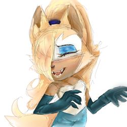 Size: 2048x2048 | Tagged: safe, artist:whisperthewolflover, whisper the wolf, wolf, 2025, eyes closed, fangs, hair over one eye, mouth open, open smile, simple background, sketch, smile, solo, standing, white background