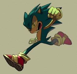 Size: 680x654 | Tagged: safe, artist:cham__623, sonic the hedgehog, 2024, clenched fist, mouth open, running, simple background, solo