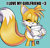 Size: 1097x1059 | Tagged: safe, artist:findourfuture, cosmo the seedrian, miles "tails" prower, fox, caption, cute, english text, eyes closed, female, holding something, male, plant, plant pot, shipping, signature, simple background, smile, solo, standing, straight, tailsmo, text, turquoise background